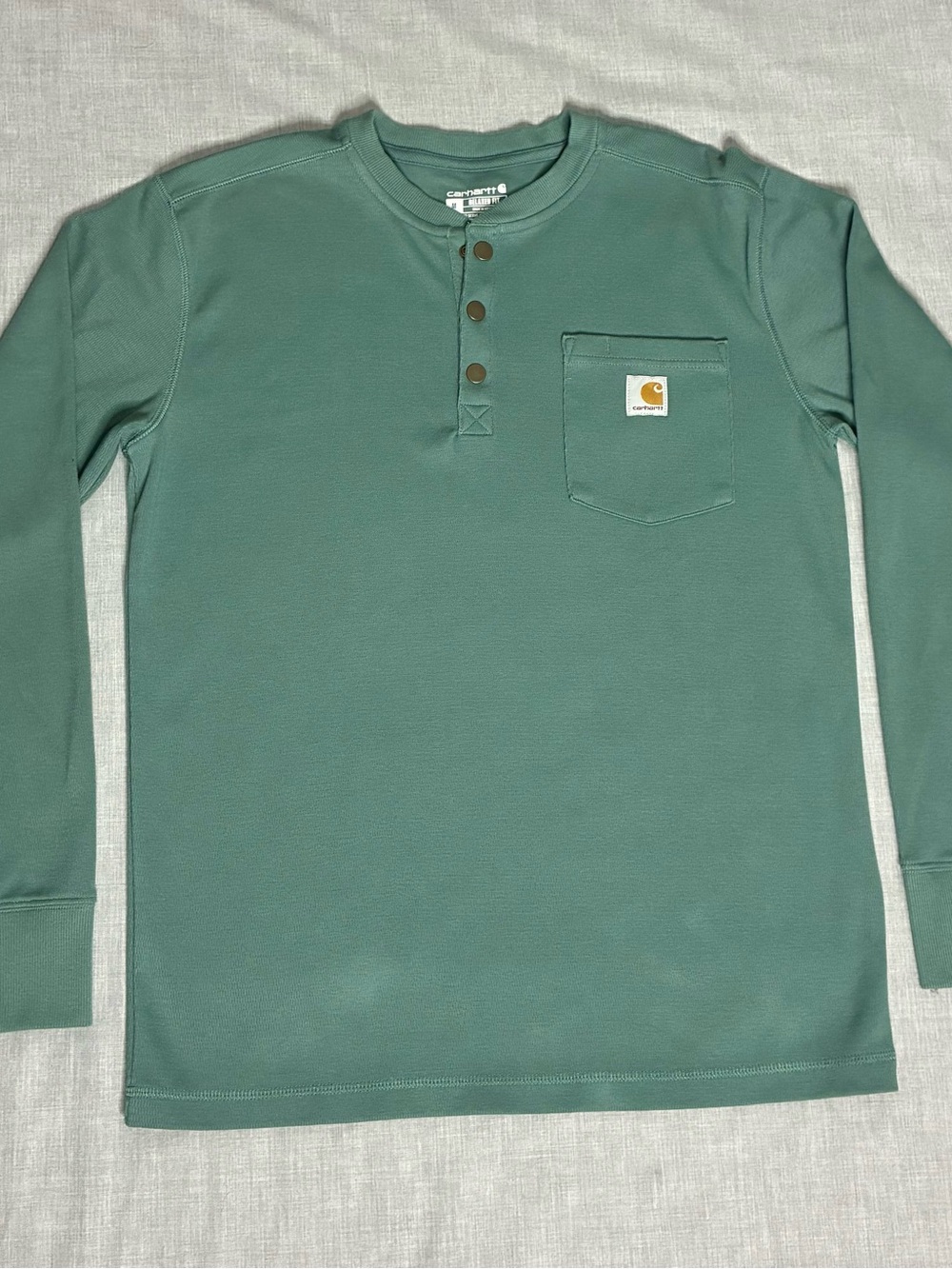 Carhartt Men’s Green Long-Sleeve Henley Pocket Shirt Size Medium